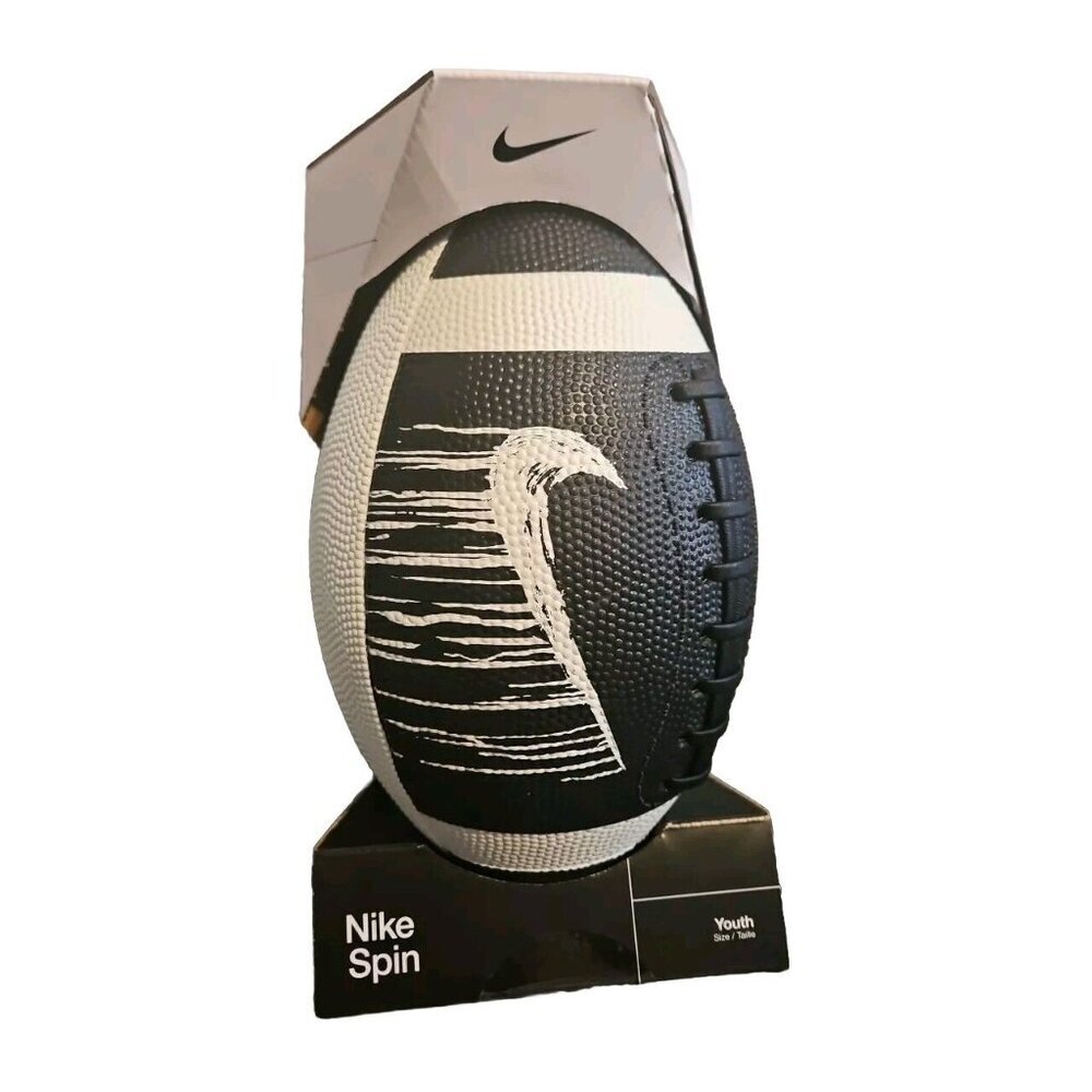 Nike Spin 8 Youth Kids Football Size Junior High 12-14 Black & White BRAND NEW